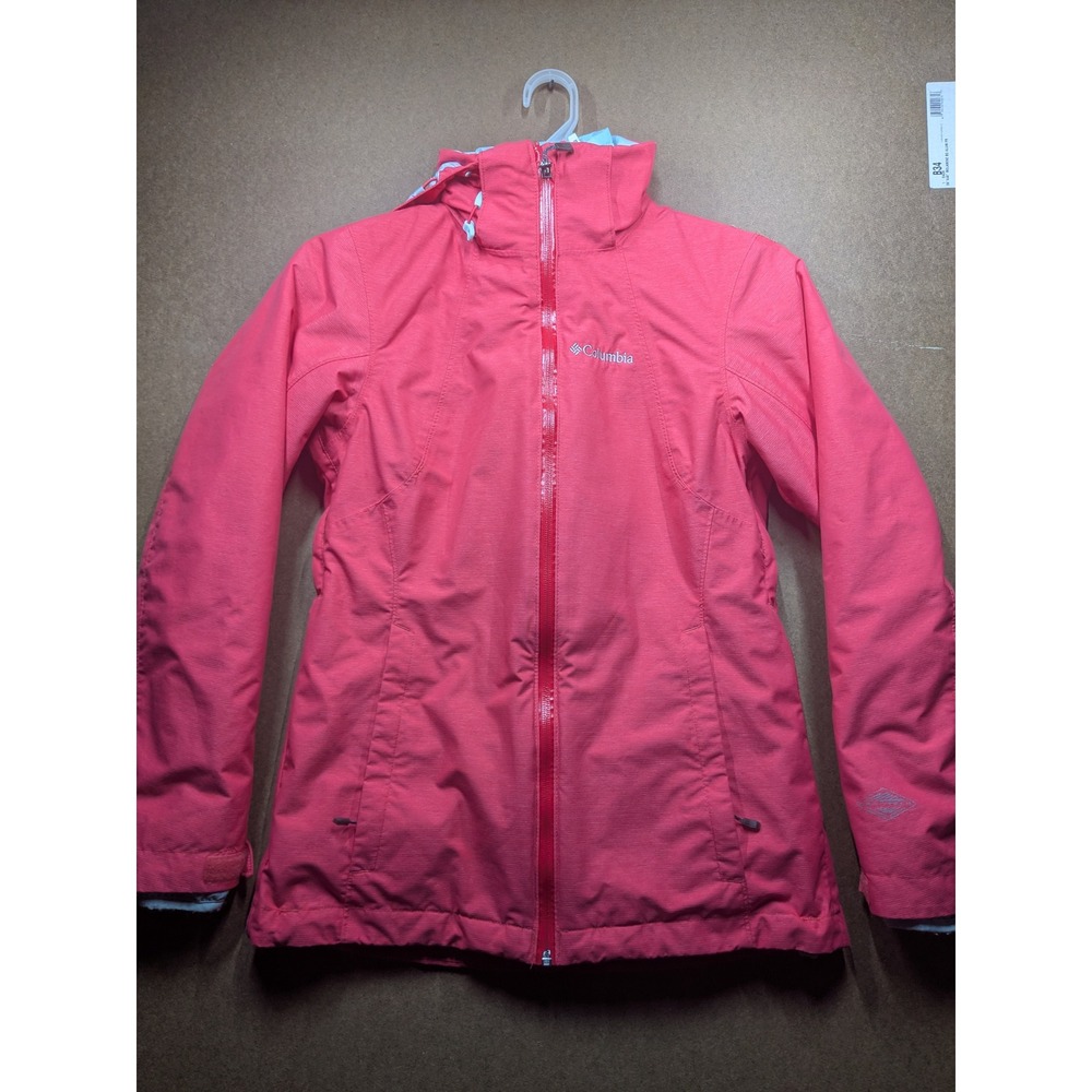 Columbia Womens XS Interchange 3-in-1 Jacket Omni-Heat Pink Blue Hooded Coat
